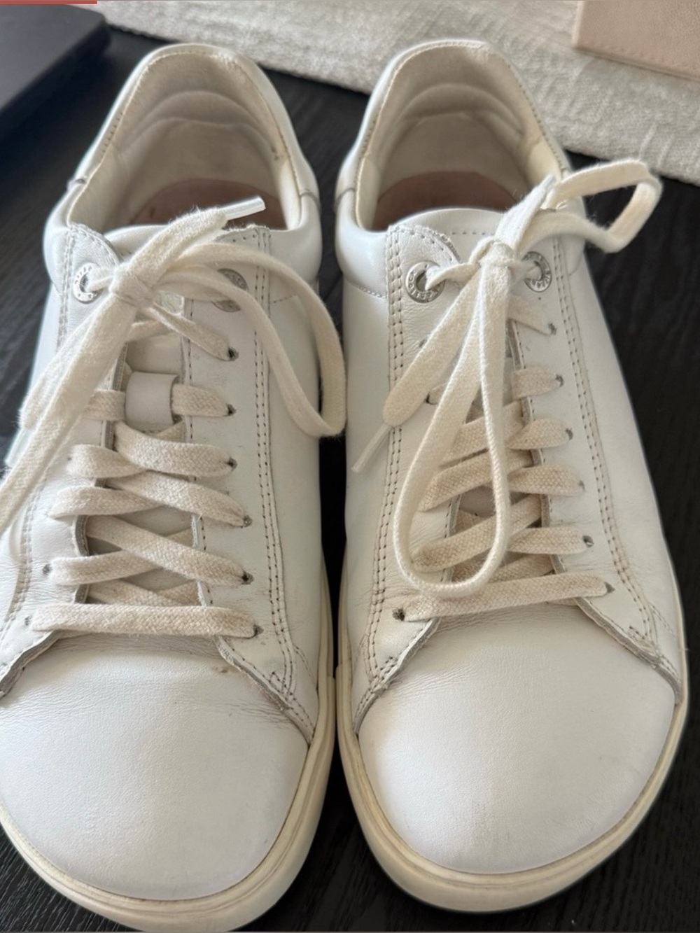 Birkenstock White Leather Low-Top Sneakers